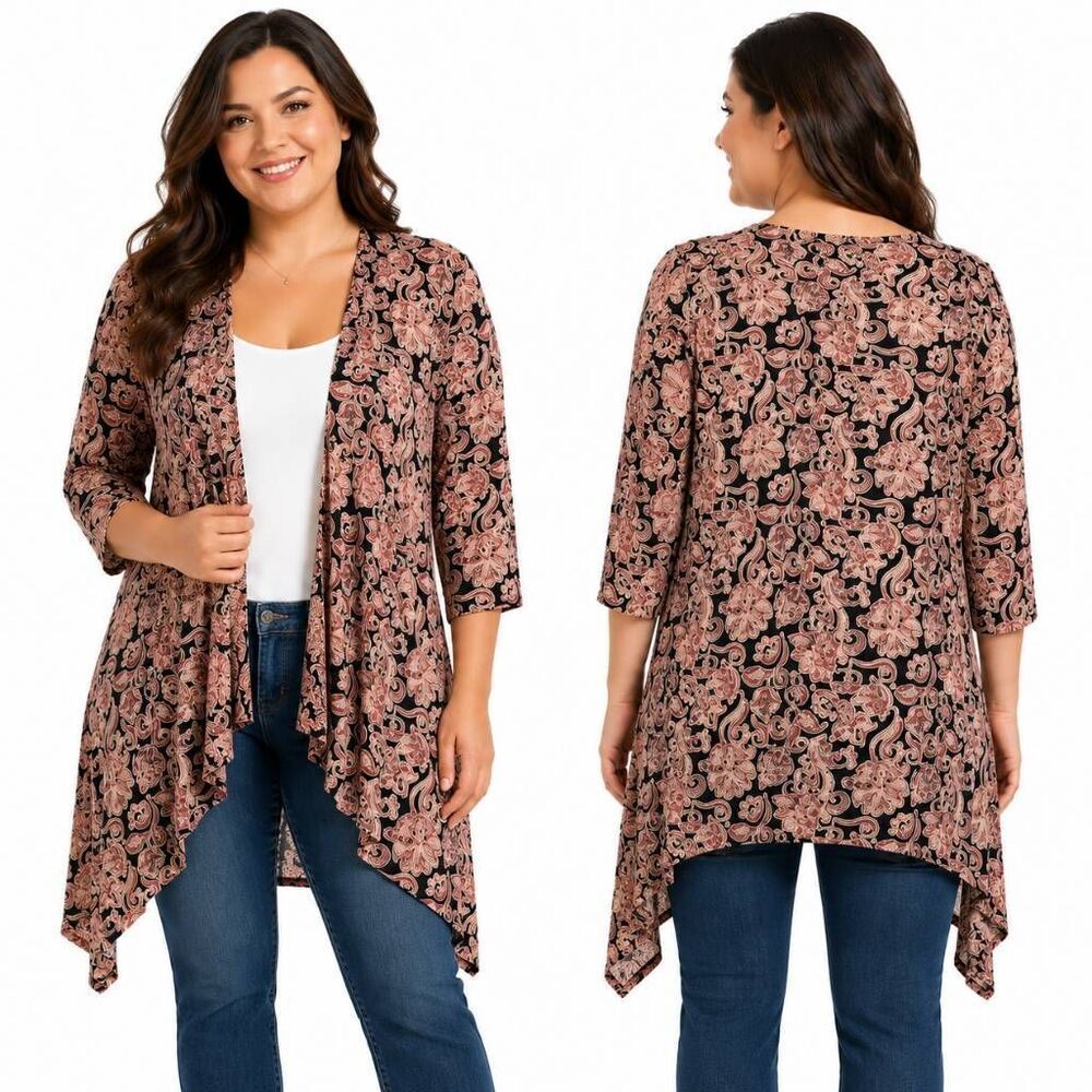 LuLaRoe Large Open Front Paisley Cardigan Duster